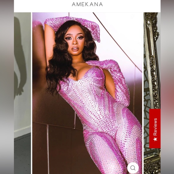 Kassidy Pink Bodysuit Rhinestones Amekana Boutique - Picture 3 of 6